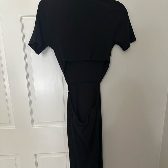 ANTHROPOLOGIE Bordeaux Cutout A-Line Midi Dress Petite Large Black - Picture 3 of 6